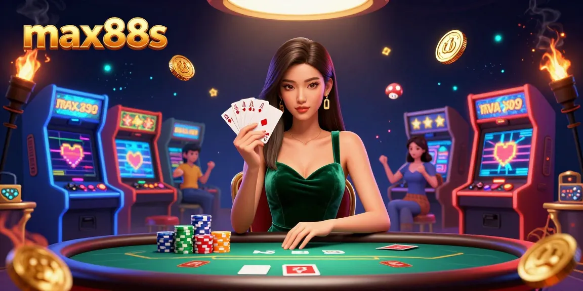 Experience the excitement of max88s with a beautiful poker scene, vibrant gaming elements, and strategic play.
