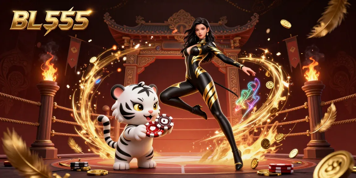 Experience thrilling gameplay with BL 555's exciting casino scene featuring dynamic characters and vibrant game elements.