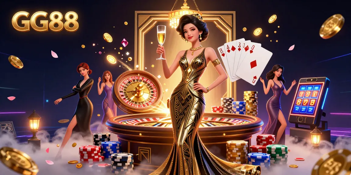 Experience the thrill of GG88 with vibrant casino scenes and dynamic gaming elements.