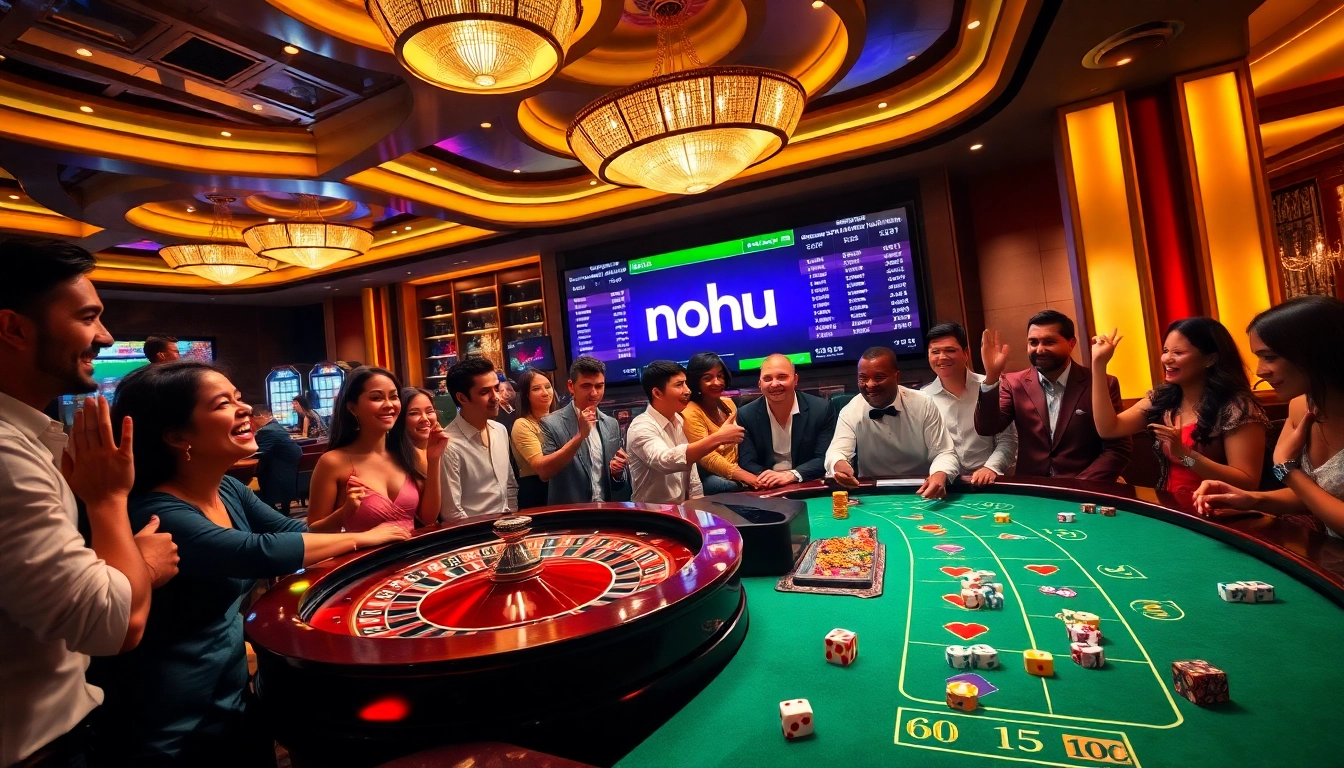 Nohu casino scene featuring vibrant roulette action, players enjoying high-stakes gameplay