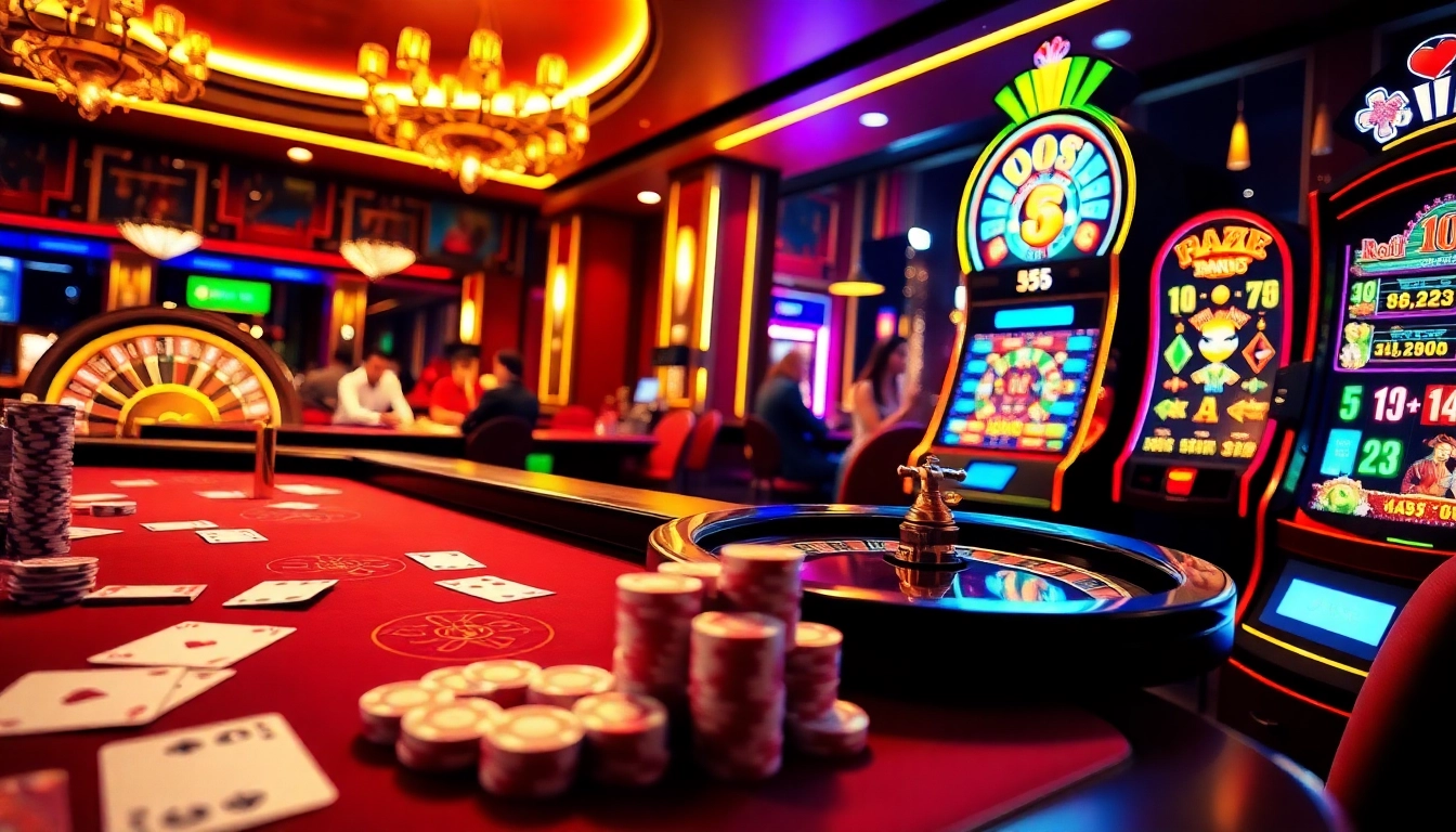 Players engaging at a casino table while experiencing the thrill of betting at https://bl-555.io/ with vibrant colors and excitement.