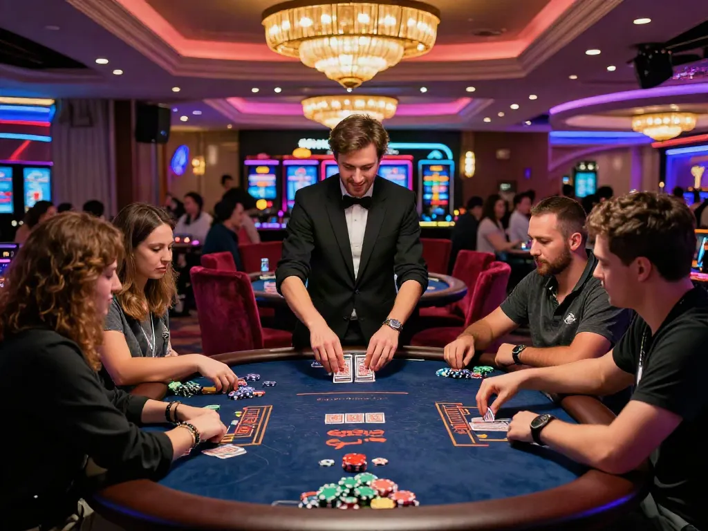 Experience the thrill of online gaming at https://hitclub3.io/ with vibrant players at card tables.
