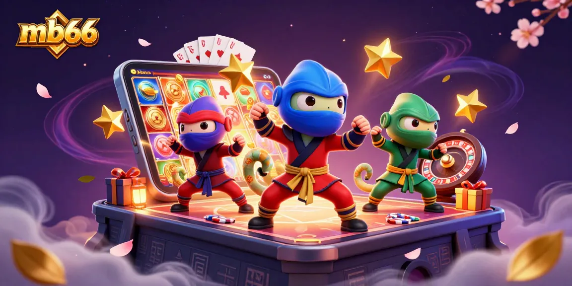 Experience exhilarating gaming with mb66's ninja chameleons showcasing dynamic martial arts amid vibrant slot elements.