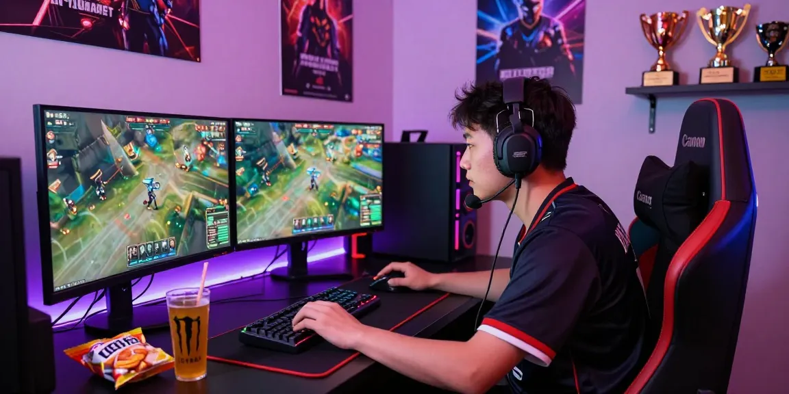 Gamer engrossed in LC88.COM gameplay in a vibrant gaming setup with dual monitors and RGB lights.