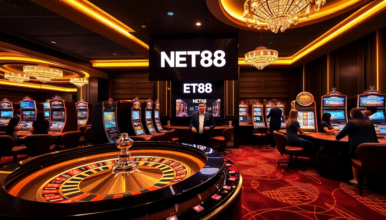 Exciting roulette action at NET88 casino, showcasing luxury and modern gambling experiences.