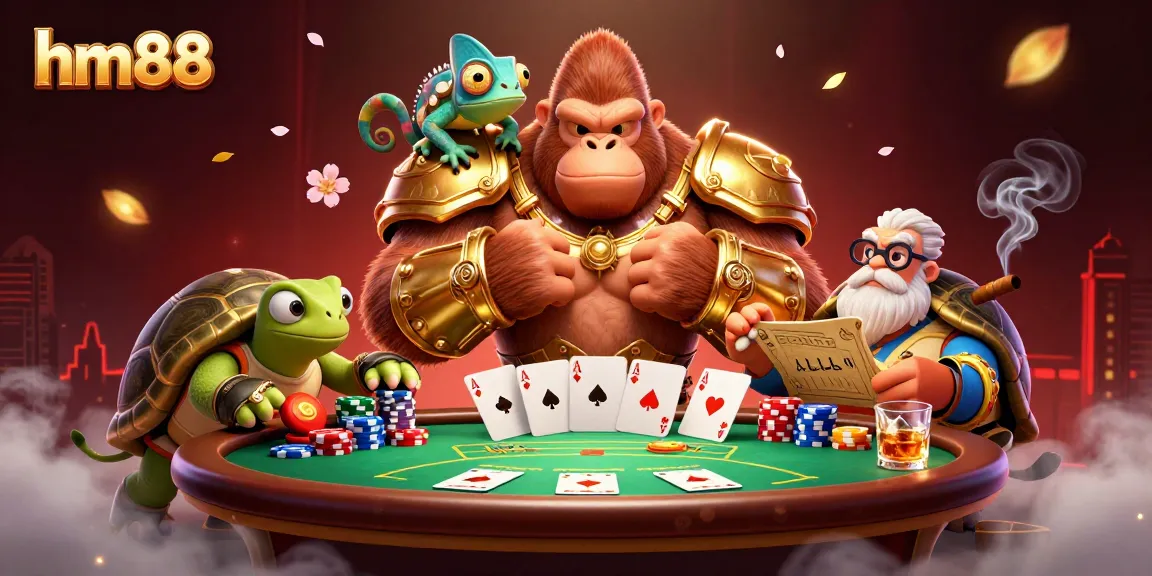 hm88 players unleash their luck at a vibrant casino scene with powerful characters
