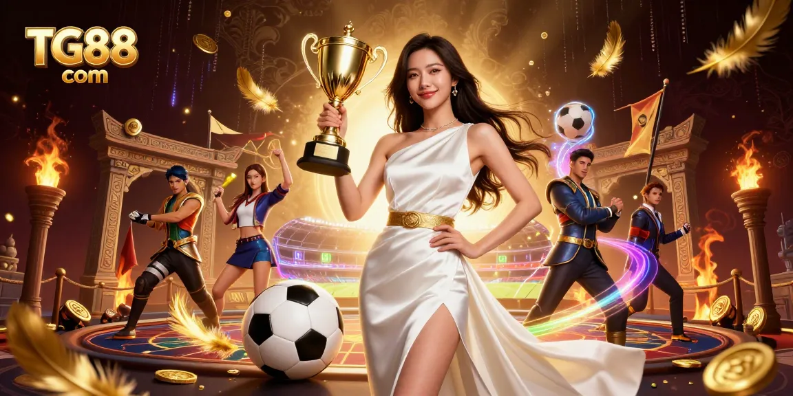 Experience thrilling gameplay at TG88 com with a victorious Asian woman celebrating winning bets amid dynamic casino elements.