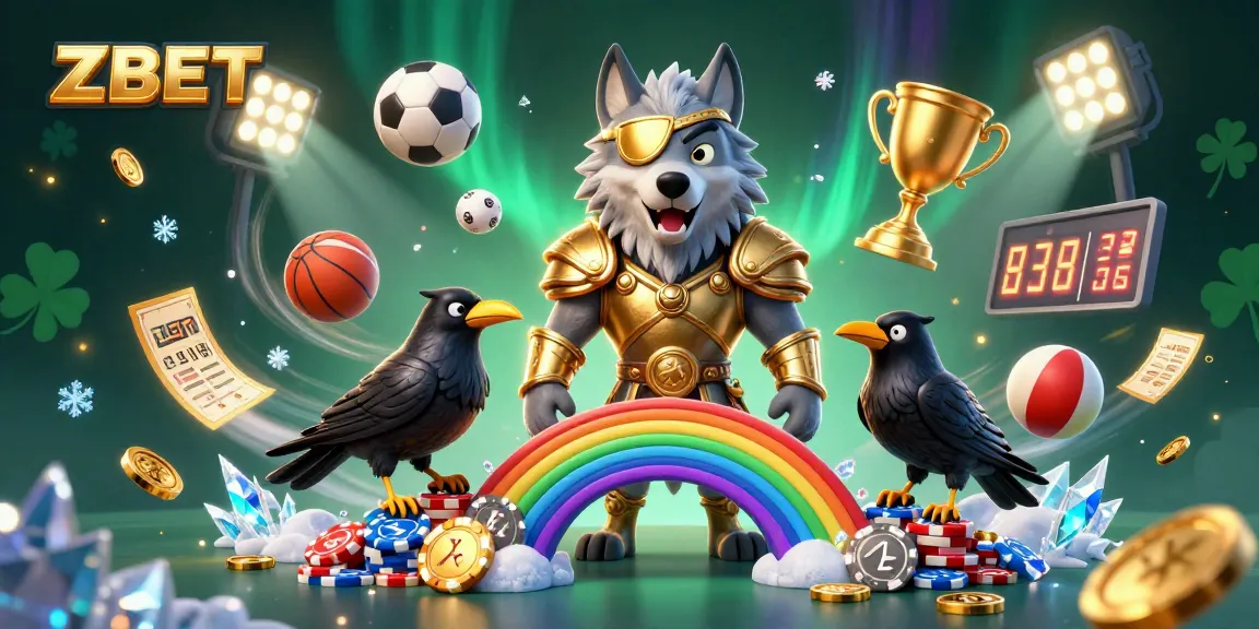 ZBET enhances your online betting with captivating elements like the Odin wolf, sports balls, and shimmering casino chips.