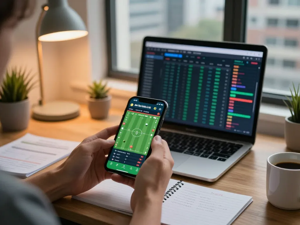 Engaging sports betting scene with soi kèo bóng đá app displaying real-time odds on a smartphone.