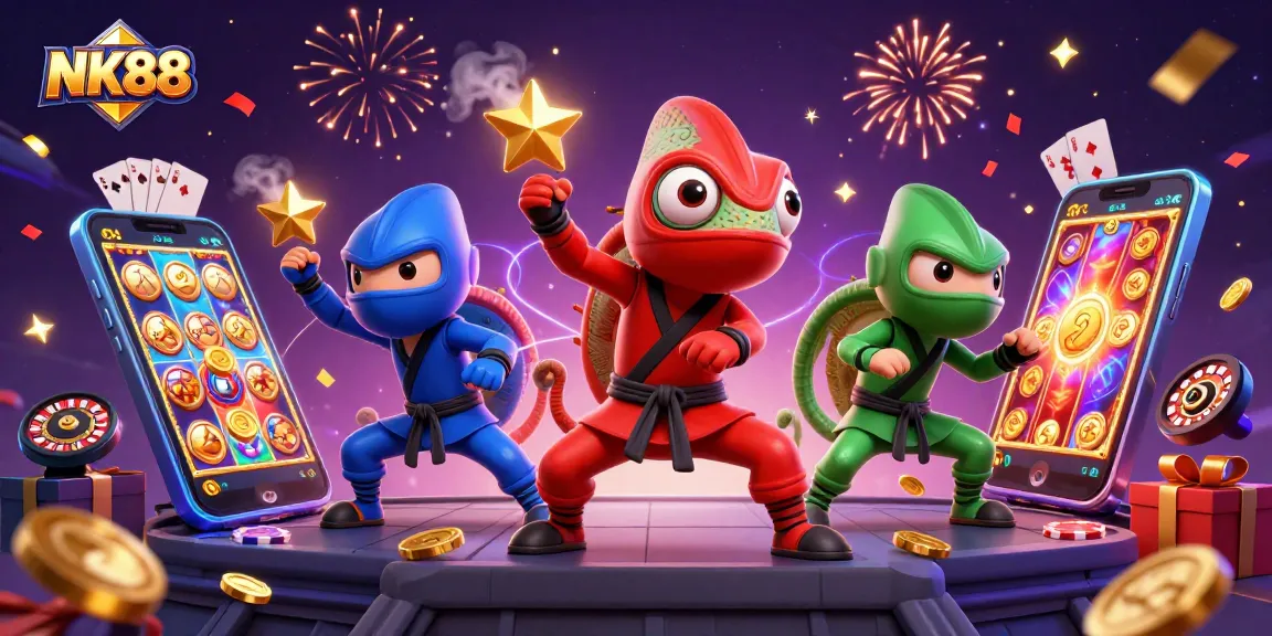 Engage in thrilling gameplay on NK88 with colorful slot games and vibrant characters.