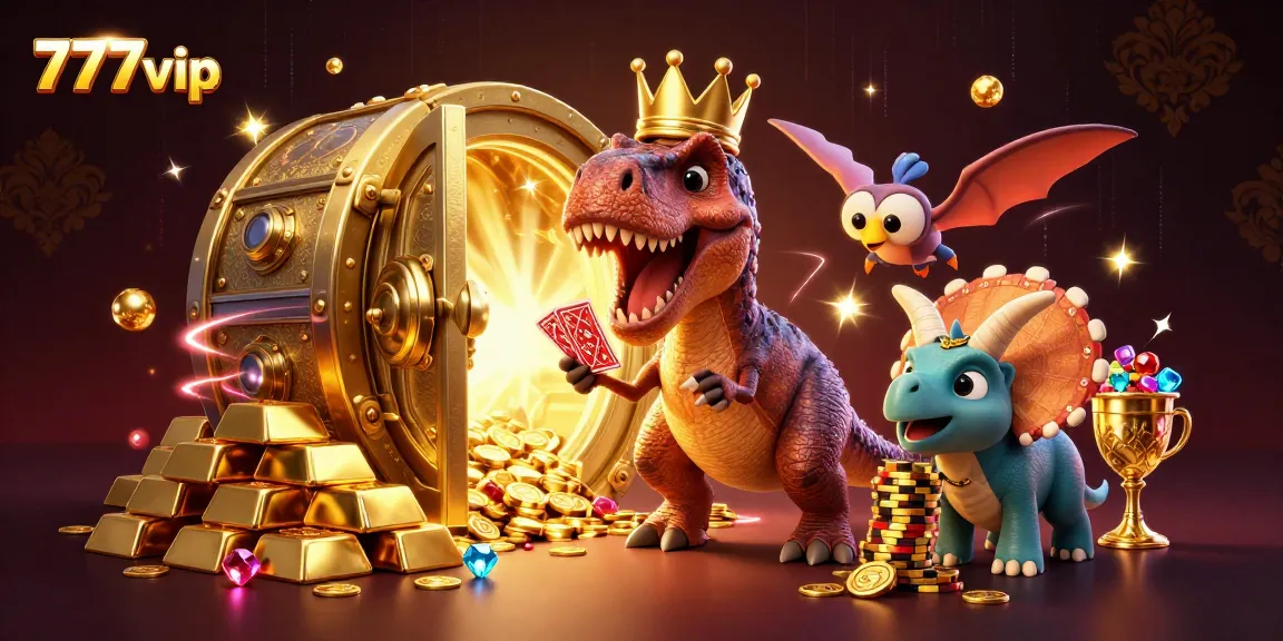 Experience thrilling slots and jackpots with 777vip’s vibrant character scene and treasure elements.