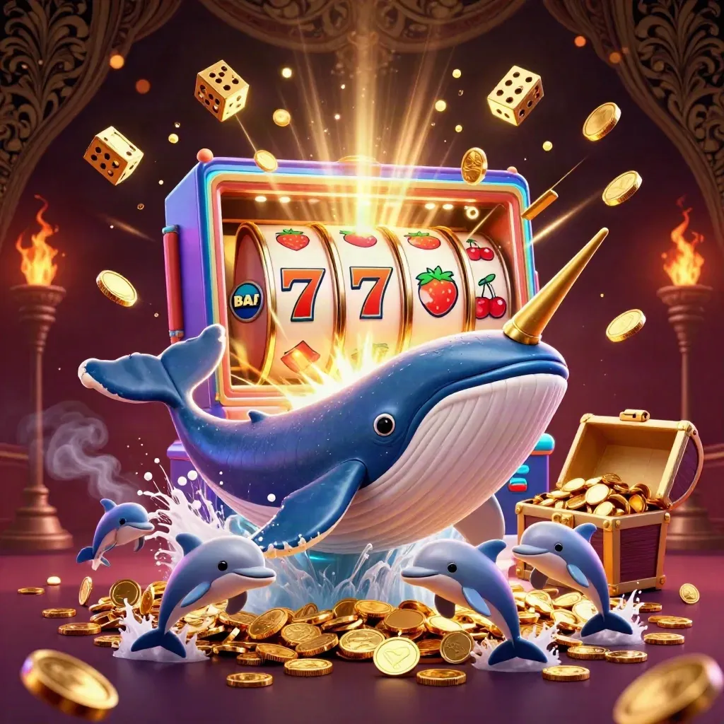 Walviskapitein, narwal en dolfijnen tussen goudmunten, slots en jackpots in luxe casino-explosie