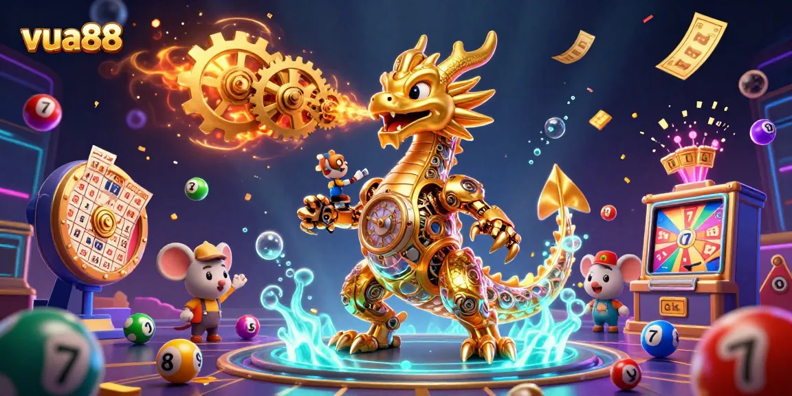 Experience exciting gameplay at vua88 with a vibrant scene of gaming elements and characters.