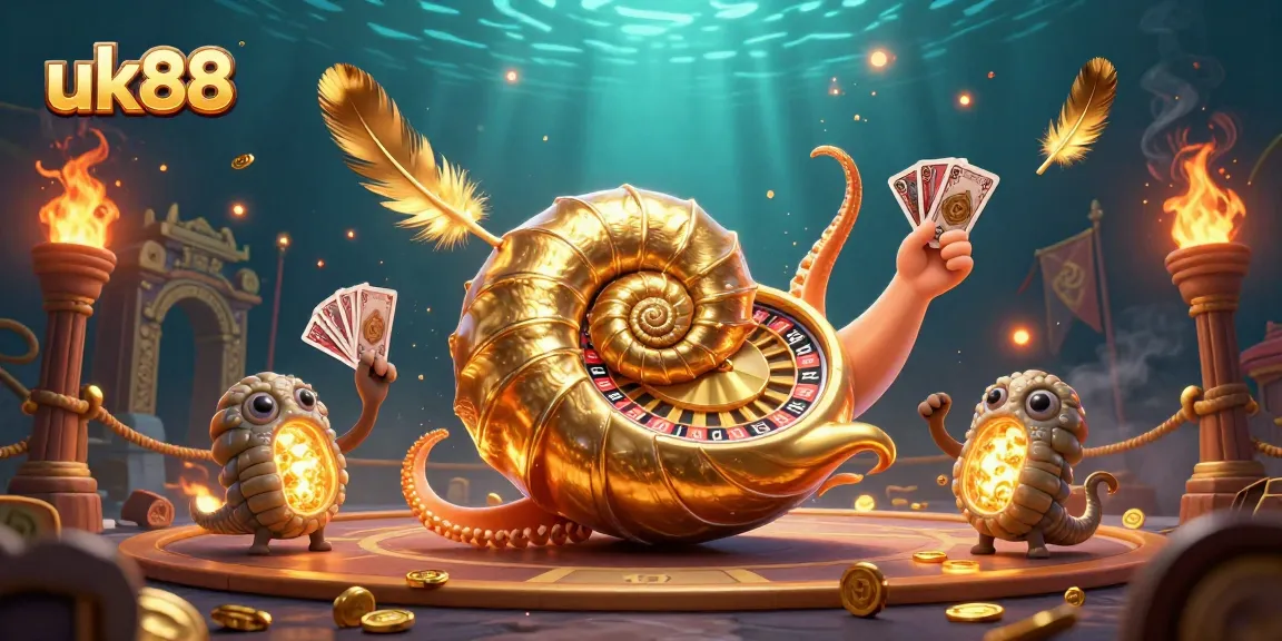 Experience winning strategies with uk88's thrilling gaming scene featuring a giant nautilus and golden elements.