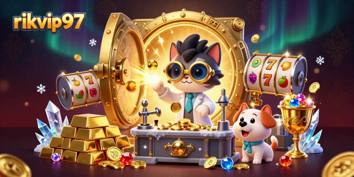 Experience the thrilling excitement of rikvip97 through a vibrant, animated casino scene with cartoon characters.
