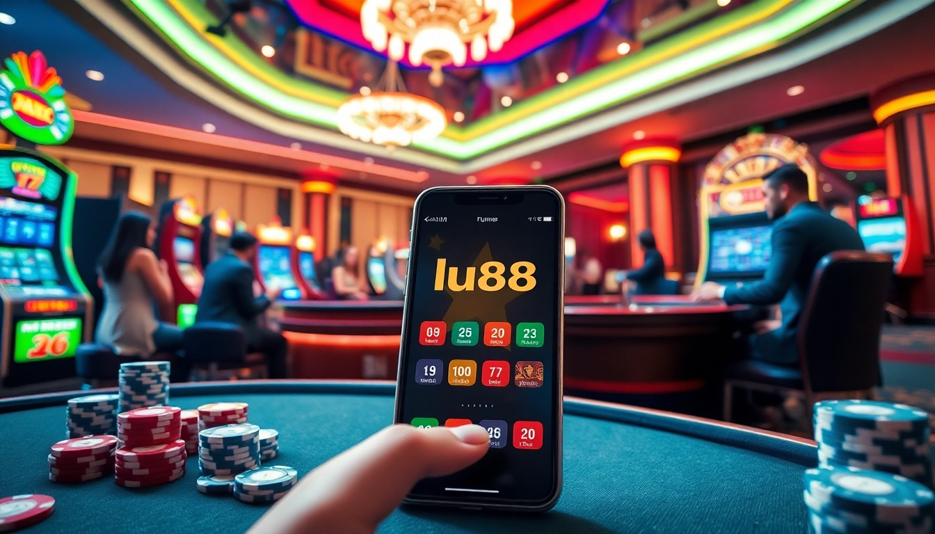 Engaging in the thrilling experience of lu88 tải app within a luxurious casino setting.
