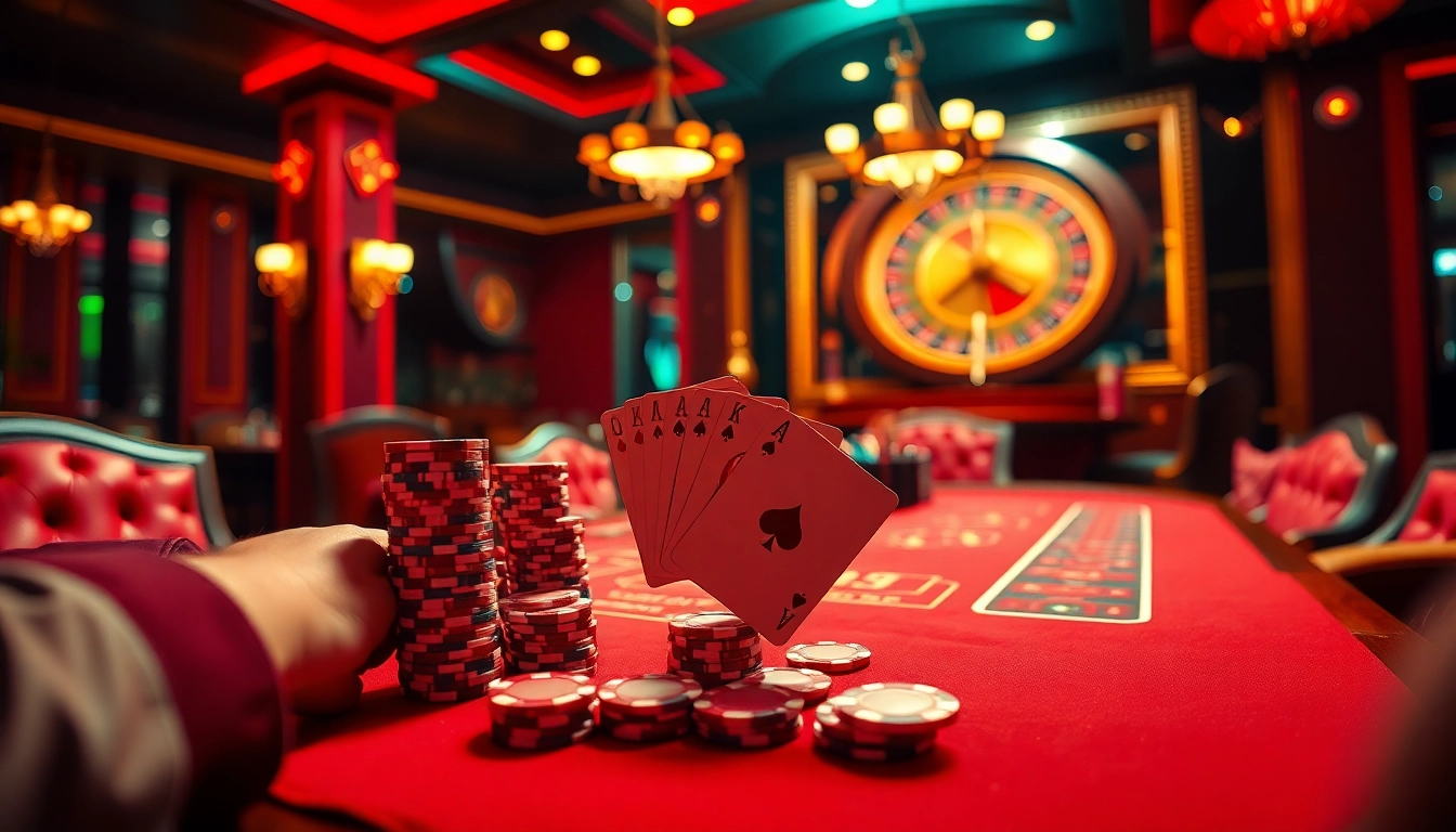 Vào lưới poker players at an upscale casino table revealing winning hands.