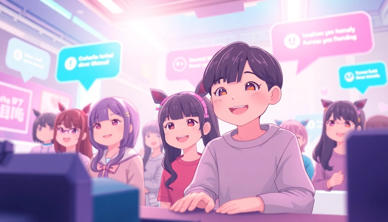Engaging hentai ai chat scene with vibrant characters and user interaction
