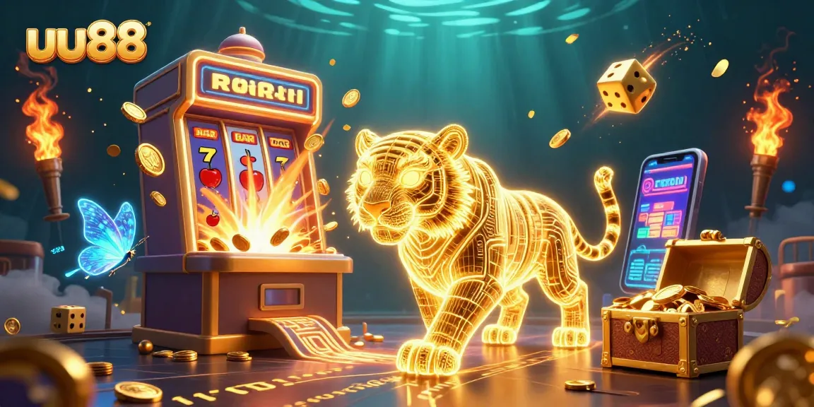 Experience thrilling gameplay at uu88 with a vibrant, dynamic casino scene showcasing exciting gaming elements.