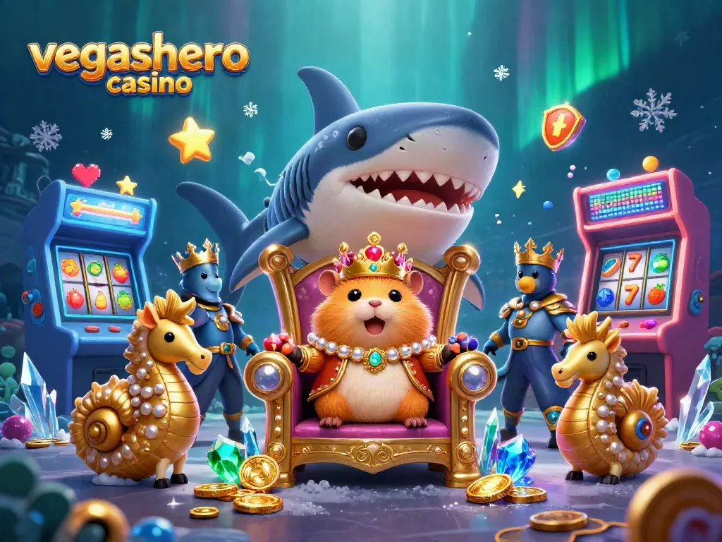 Experience the thrill at vegashero casino with the golden hamster king in a vibrant underwater scene.