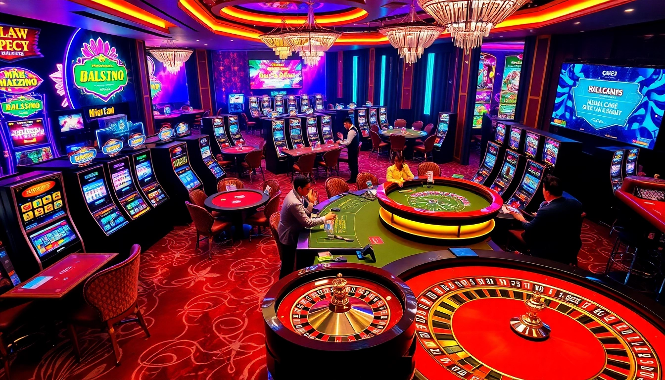 Players enjoying immersive gaming experiences at Nhà cái S8 casino tables with vibrant atmosphere.