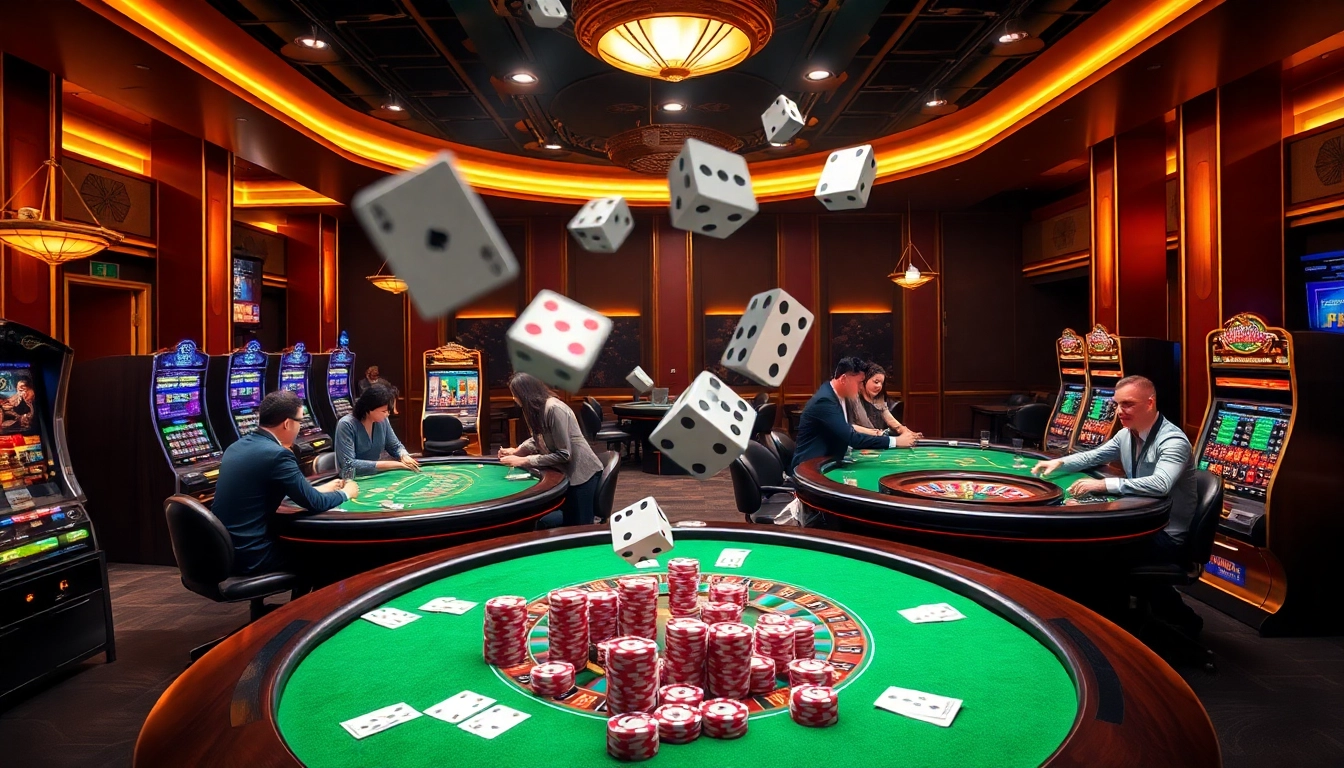 Experience the excitement of Nhà cái S8 with vibrant casino tables and engaging players.