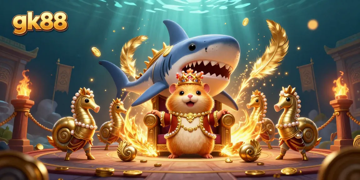 Experience the gk88 casino thrill with a golden hamster king and dynamic gaming elements.
